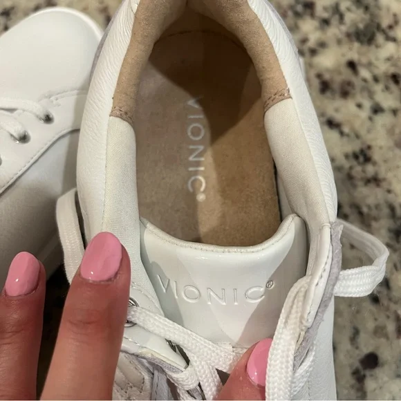 Vionic Kearny White Leather Platform Sneakers Support Comfort Walking Womens 9.5 - Picture 6 of 12
